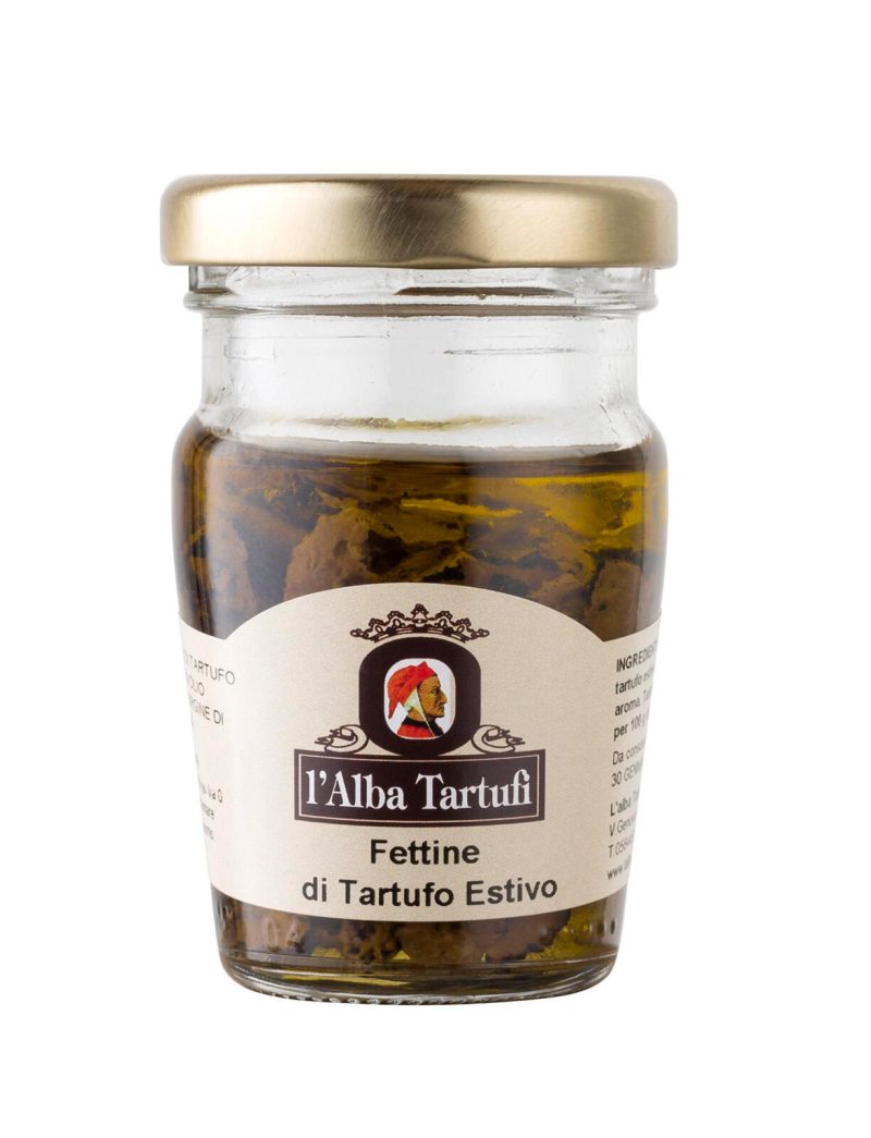 Fettine di tartufo estivo in olio extra vergine di oliva 65%
50 g