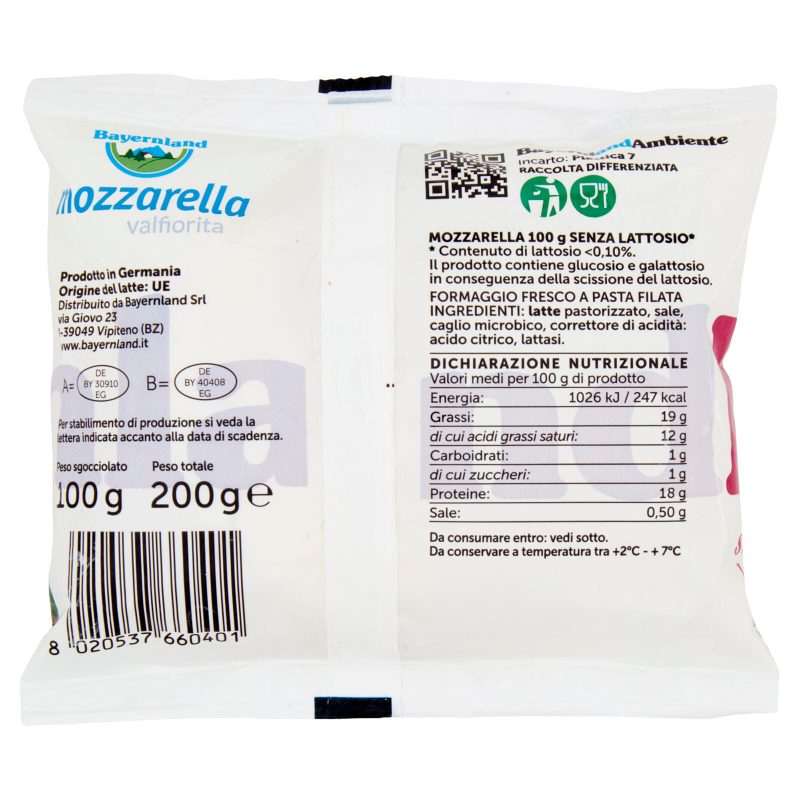 Bayernland mozzarella valfiorita 100 g