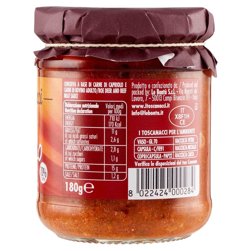 I toscanacci Ragù di Capriolo 180 g