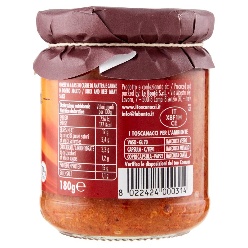 I toscanacci Ragù di Anatra 180 g