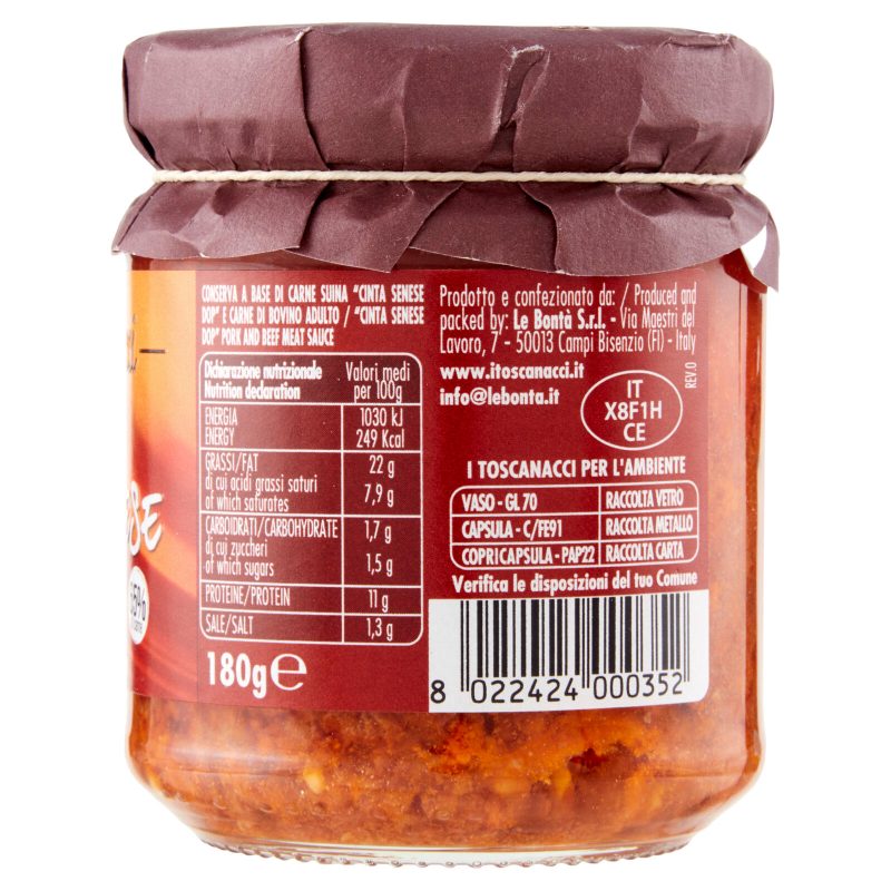 I toscanacci Ragù con "Cinta Senese DOP" 180 g