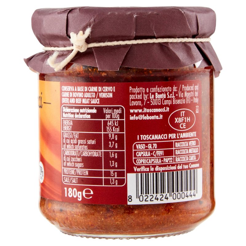 I toscanacci Ragù di Cervo 180 g