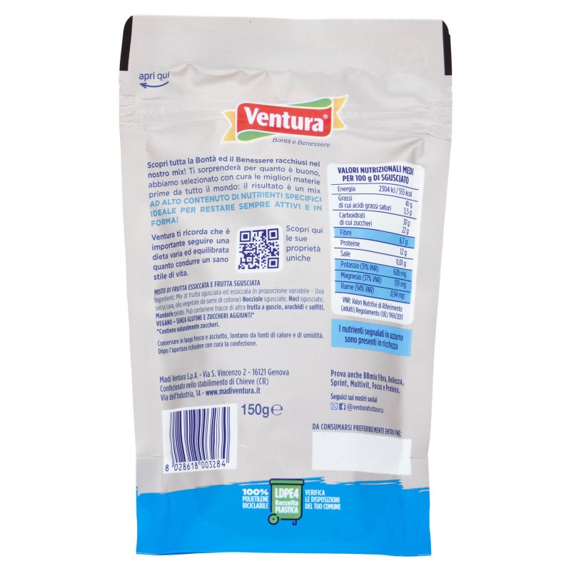 Ventura BBmix Benessere Mix di uvetta, mandorle, nocciole e noci 150 g