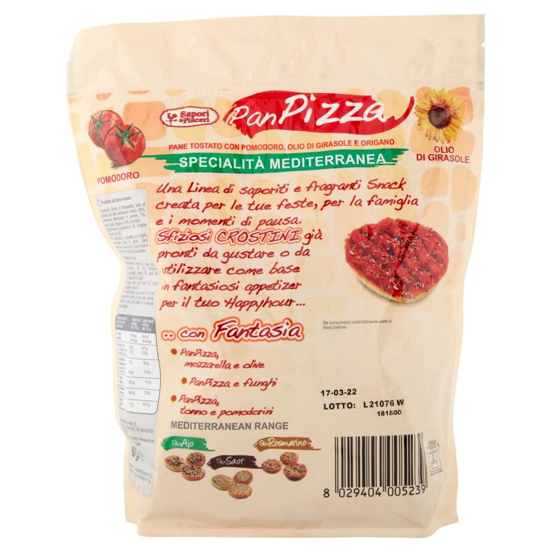 Sapori & Piaceri PanPizza Pane Tostato con Pomodoro, Olio di Girasole e Origano 150 g