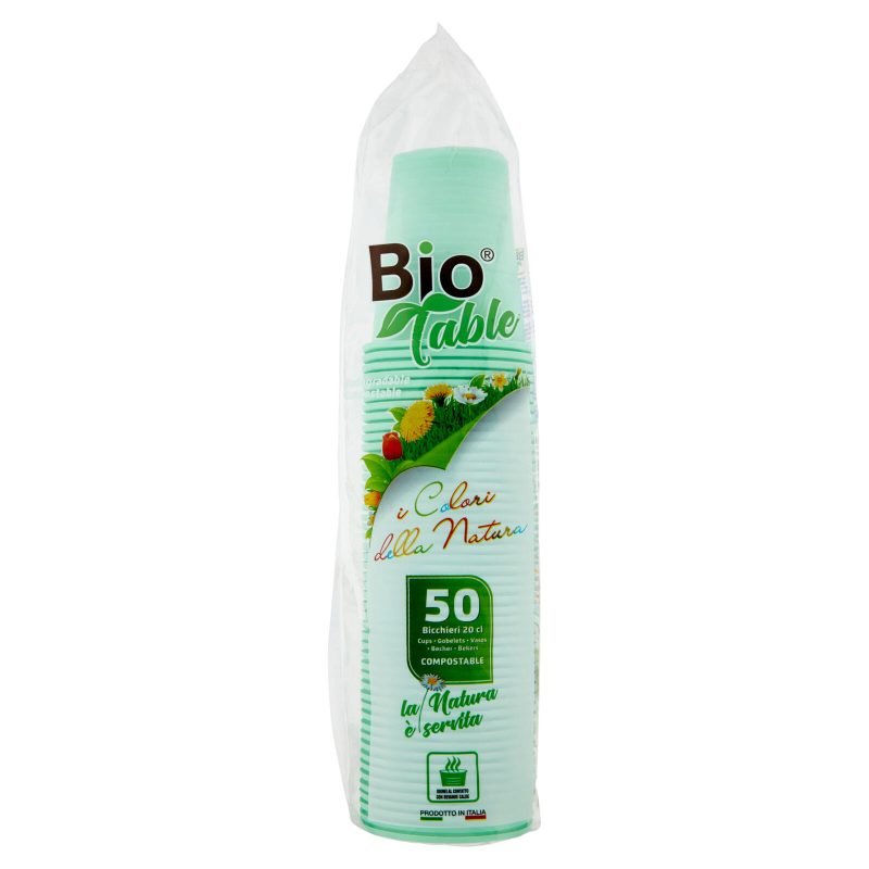 Bio Table i colori della natura Bicchieri 20 cl Compostable Verde 50 pz