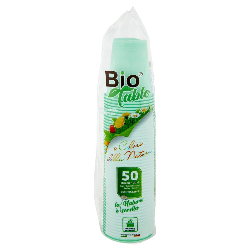 Bio Table i colori della natura Bicchieri 20 cl Compostable Verde 50 pz