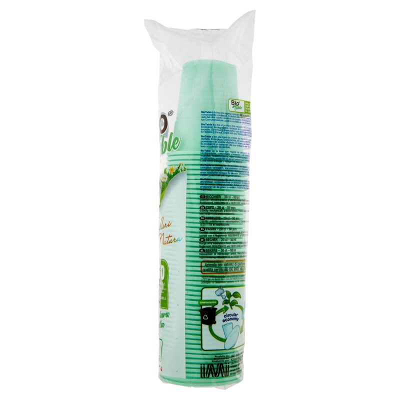 Bio Table i colori della natura Bicchieri 20 cl Compostable Verde 50 pz