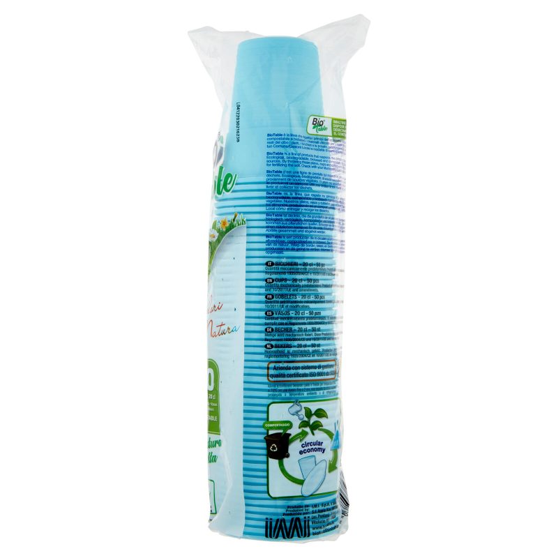 Bio Table i colori della natura Bicchieri 20 cl Compostable Azzurro 50 pz