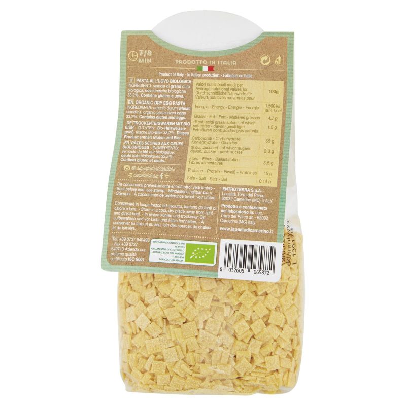 Camerino Bio Quadrucci n. 7 all'uovo 250 gr