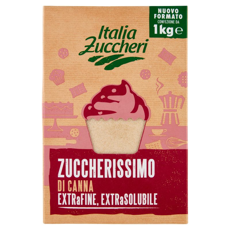 Italia Zuccheri Zuccherissimo di Canna Extra Fine, Extra Solubile 1 kg