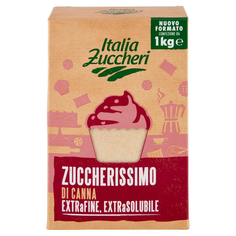 Italia Zuccheri Zuccherissimo di Canna Extra Fine, Extra Solubile 1 kg