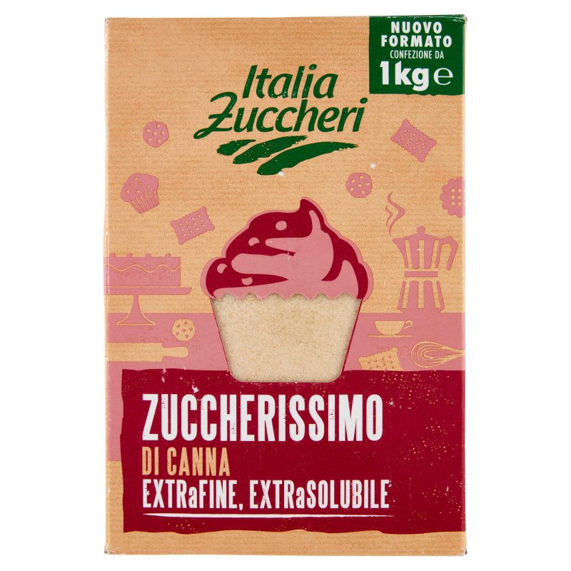 Italia Zuccheri Zuccherissimo di Canna Extra Fine, Extra Solubile 1 kg