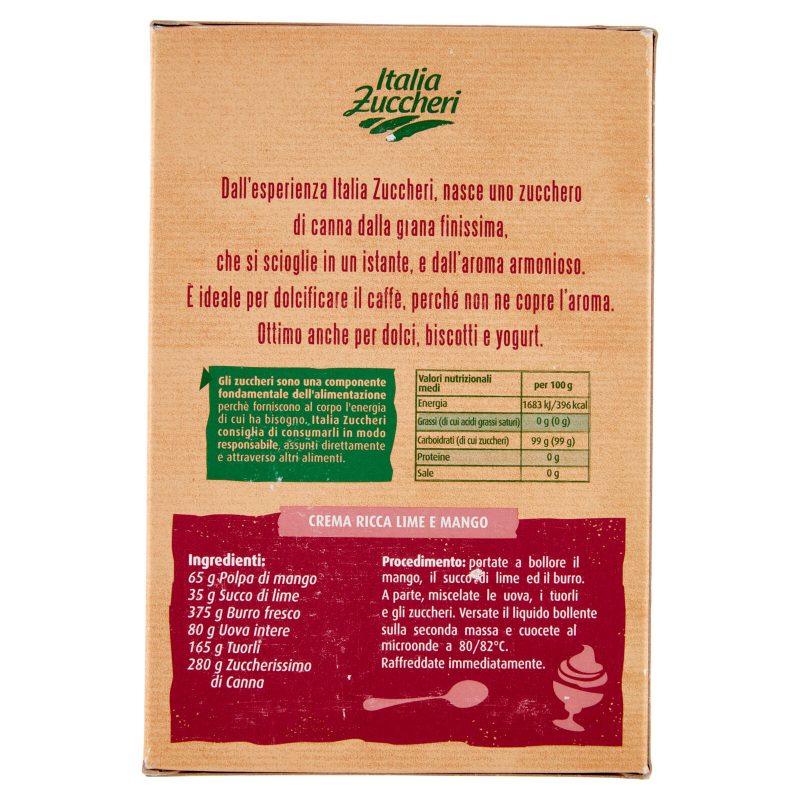 Italia Zuccheri Zuccherissimo di Canna Extra Fine, Extra Solubile 1 kg