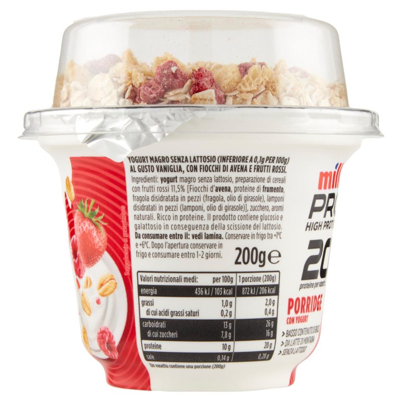 Milk Pro High Protein 20g Porridge con Yogurt Avena e Frutti Rossi 200 g