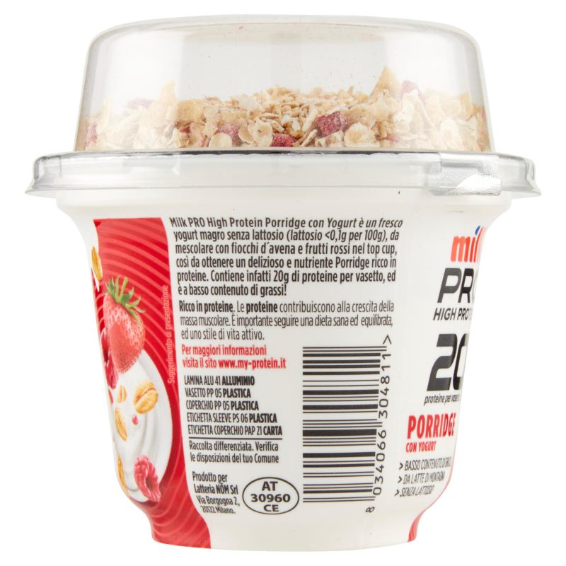 Milk Pro High Protein 20g Porridge con Yogurt Avena e Frutti Rossi 200 g