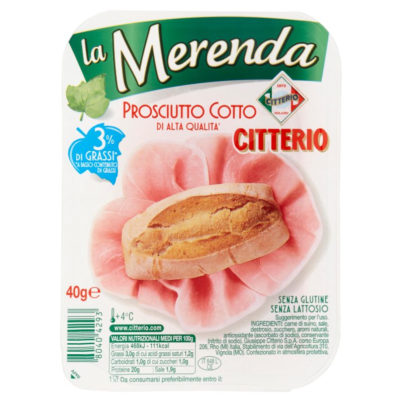 Citterio la Merenda Prosciutto Cotto di Alta Qualità 40 g