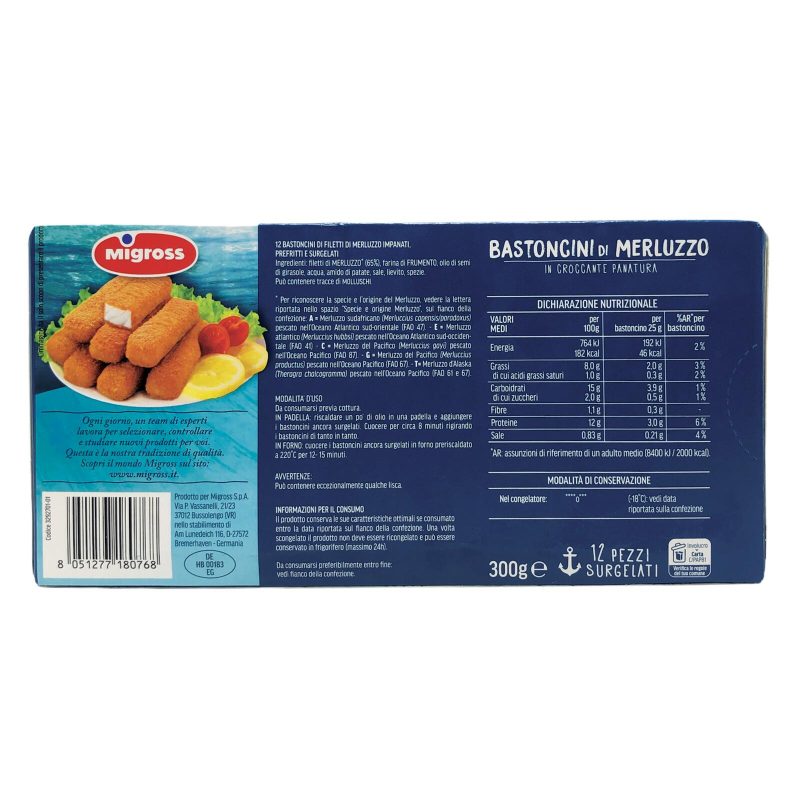 Migross 12 Bastoncini di Merluzzo 300 g