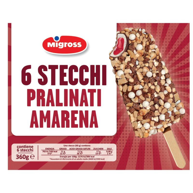 Migross Stecchi Gelato pralinati amarena 6x60 g