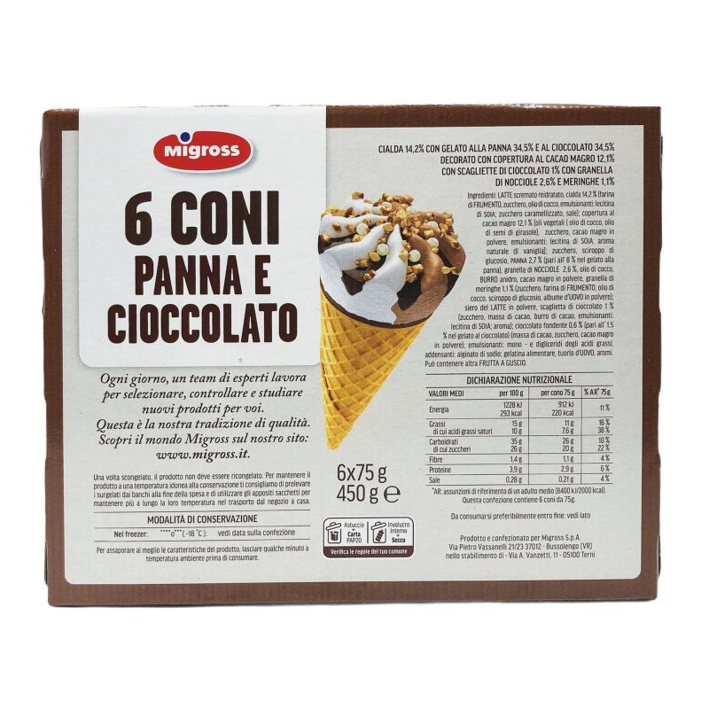 Migross Coni Gelato Panna e Cioccolato 6x75 g