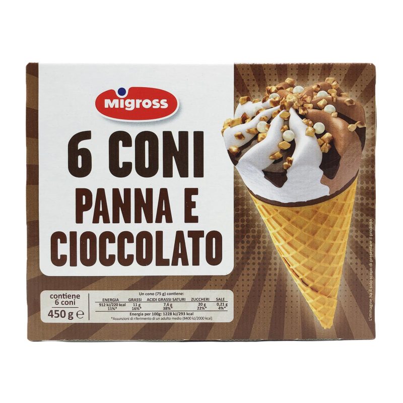 Migross Coni Gelato Panna e Cioccolato 6x75 g