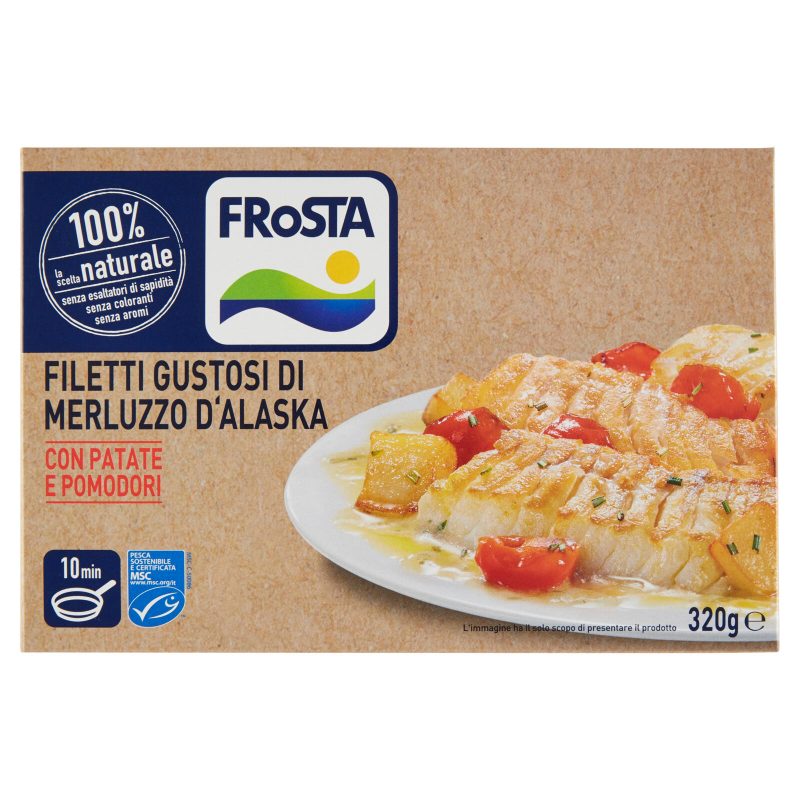 Filetti Gustosi di Merluzzo d'Alaska con Patate e Pomodori Frosta 
320 g