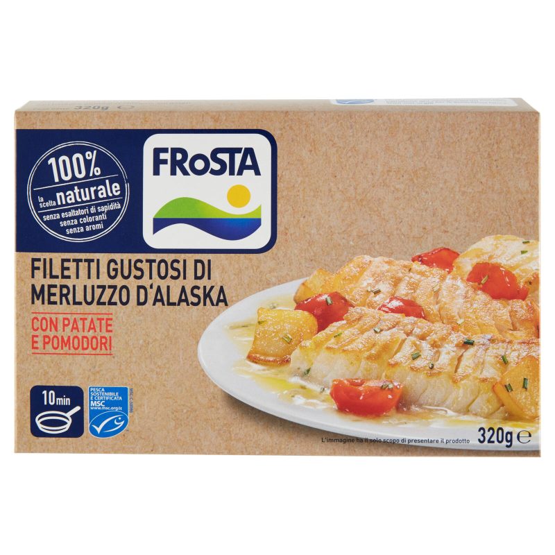 Filetti Gustosi di Merluzzo d'Alaska con Patate e Pomodori Frosta 
320 g