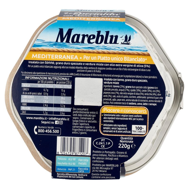 Mareblu Le Specialità con Tonno al Vapore Mediterranea 220 g