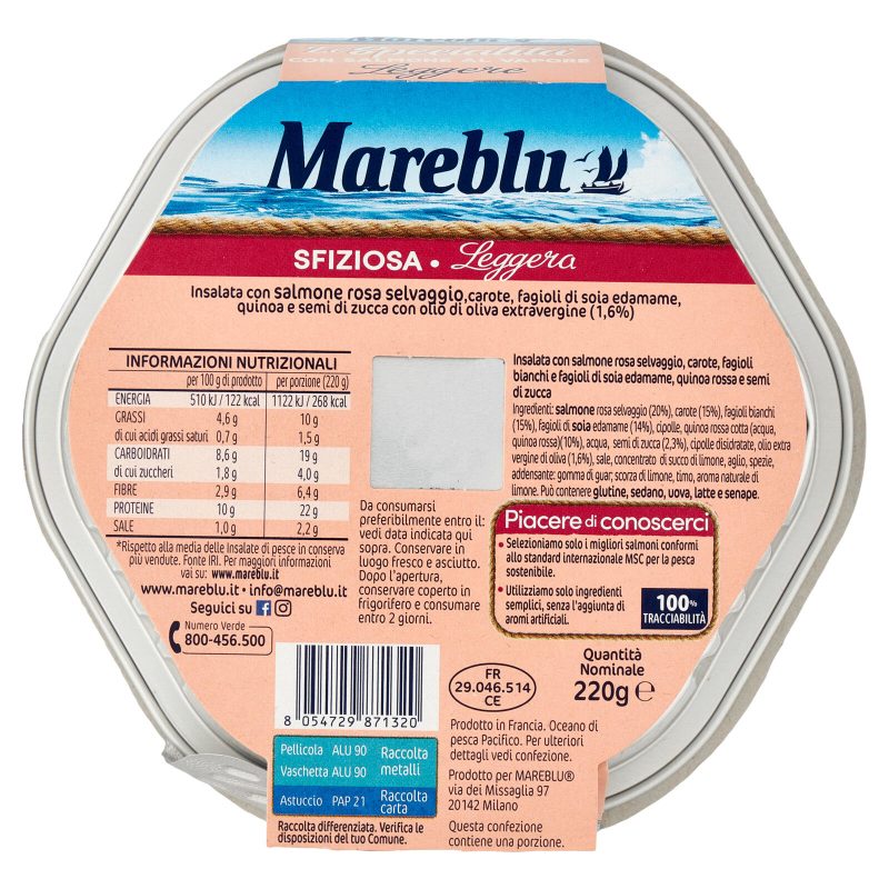 Mareblu le Specialità Leggere con Salmone al Vapore Sfiziosa 220 g