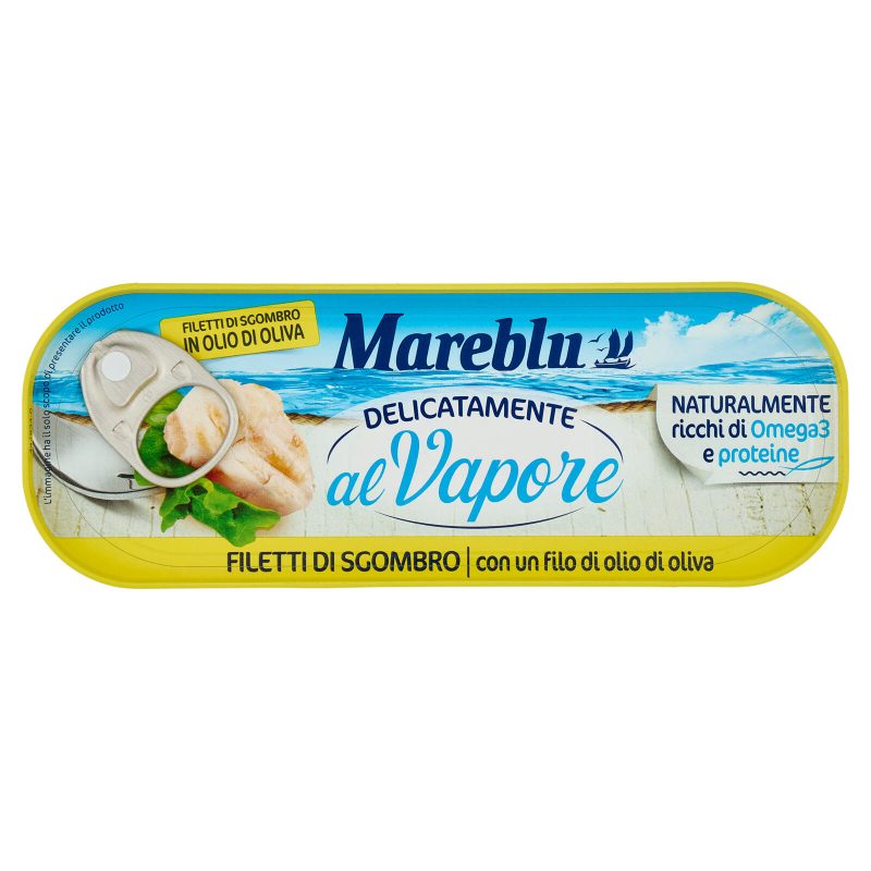 Mareblu Delicatamente al Vapore Filetti di Sgombro con un filo di olio di oliva 110 g