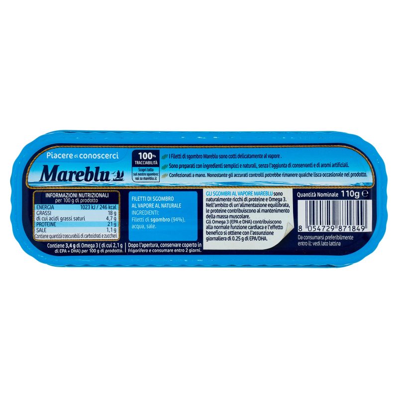 Mareblu Delicatamente al Vapore Filetti di Sgombro al naturale 110 g