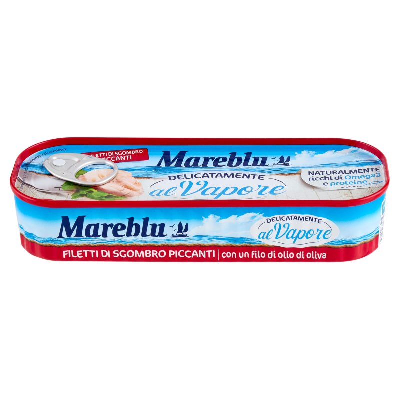 Mareblu Delicatamente al Vapore Filetti di Sgombro Piccanti con un filo di olio di oliva 110 g