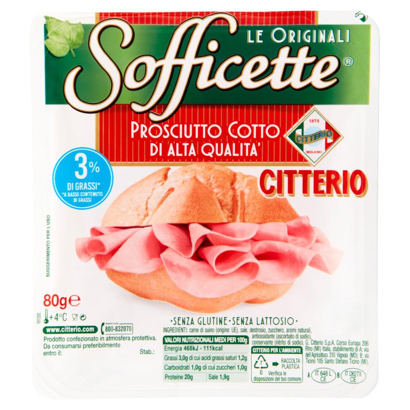 Citterio Sofficette Prosciutto Cotto di Alta Qualità 80 g