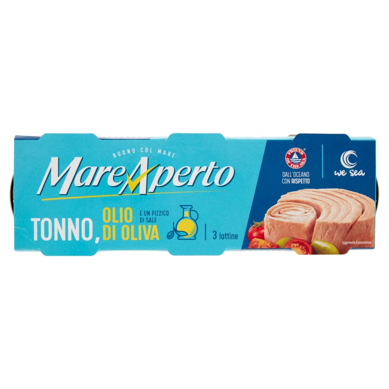 Mare Aperto Tonno, Olio di Oliva e un Pizzico di Sale 3 x 70 g