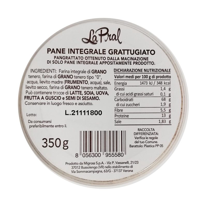 La Pral Pane Grattugiato Integrale 350 g