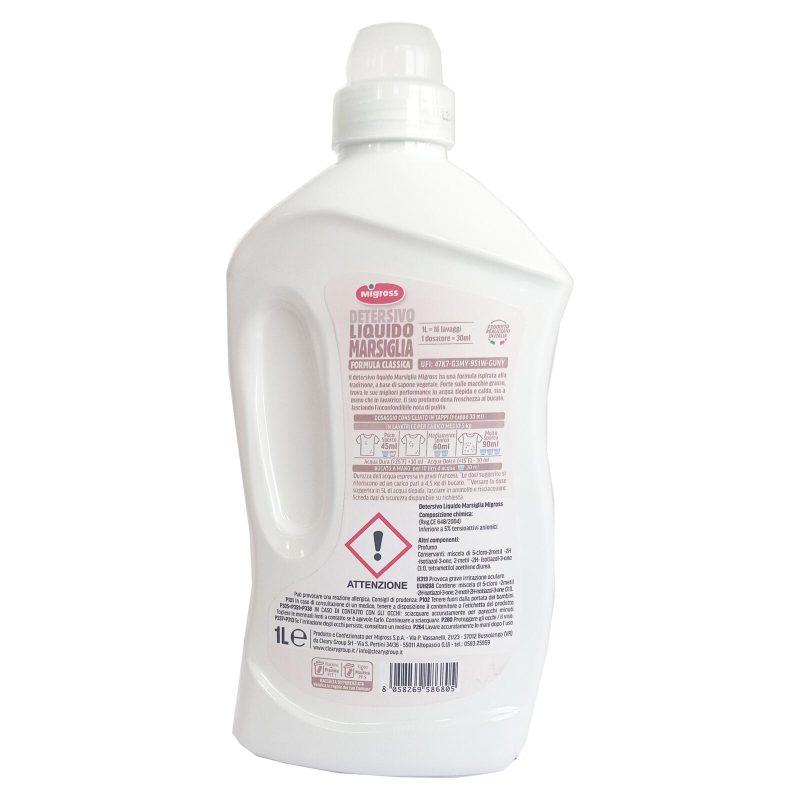 Detersivo bucato liquido marsiglia a mano e lavatrice 1000 ml