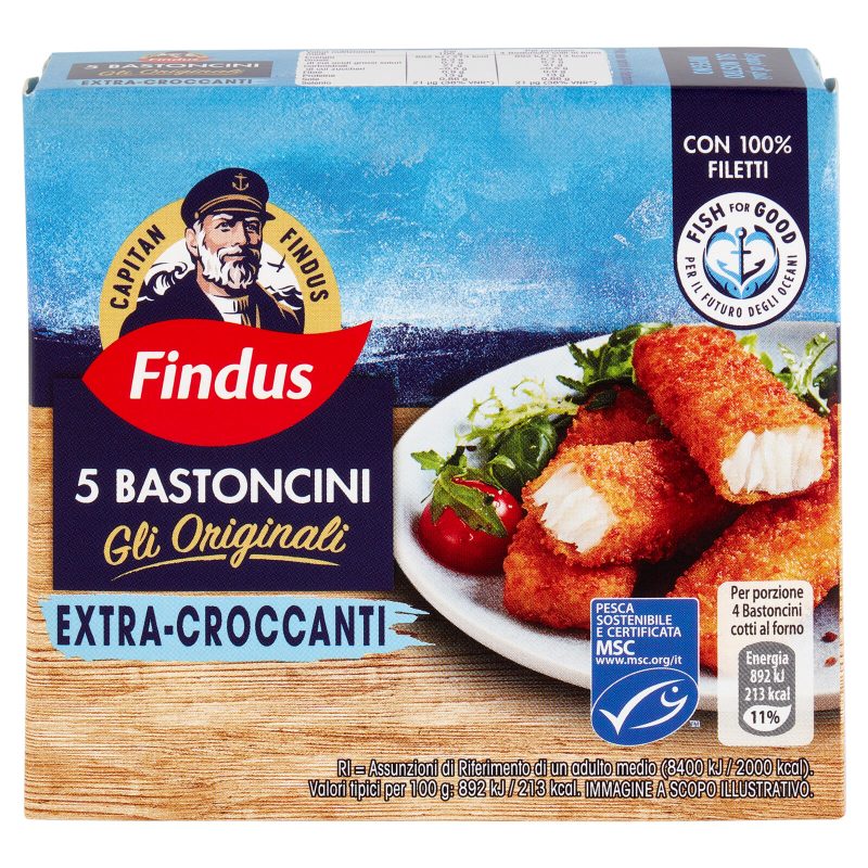 Capitan Findus 5 Bastoncini con 100% Filetti di Merluzzo 125 g