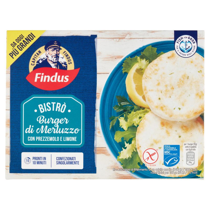 Capitan Findus Bistrò Burger di Merluzzo con prezzemolo e limone 190 g