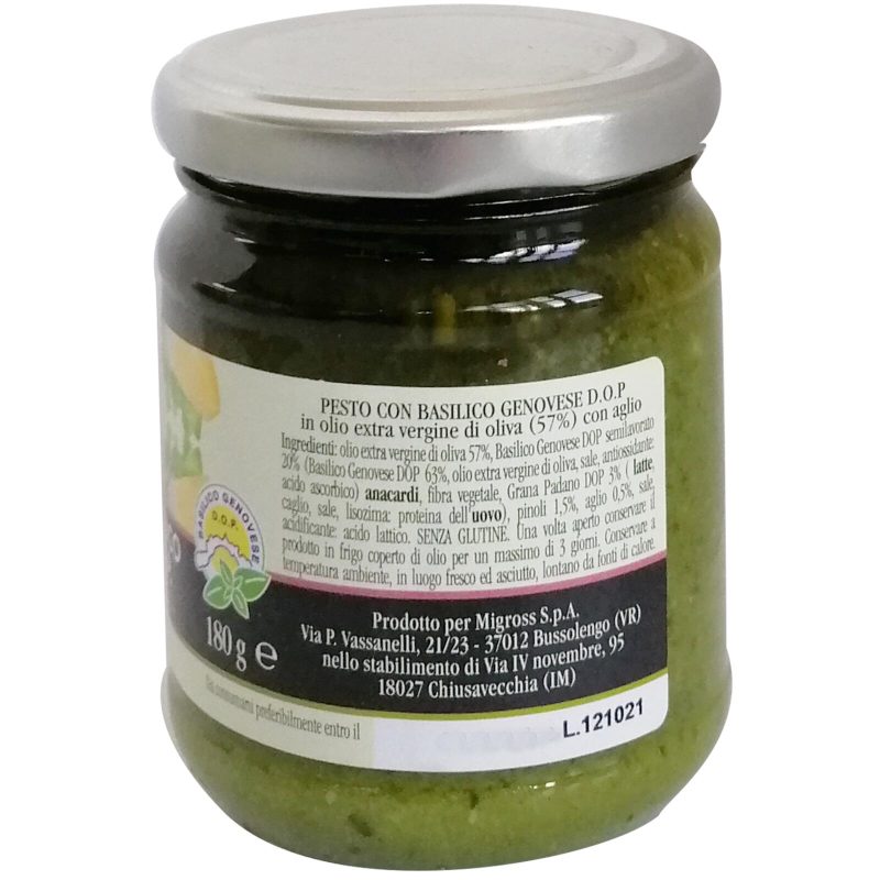 Re di Sapori Pesto con basilico genovese D.O.P in olio EVO con aglio 180 g