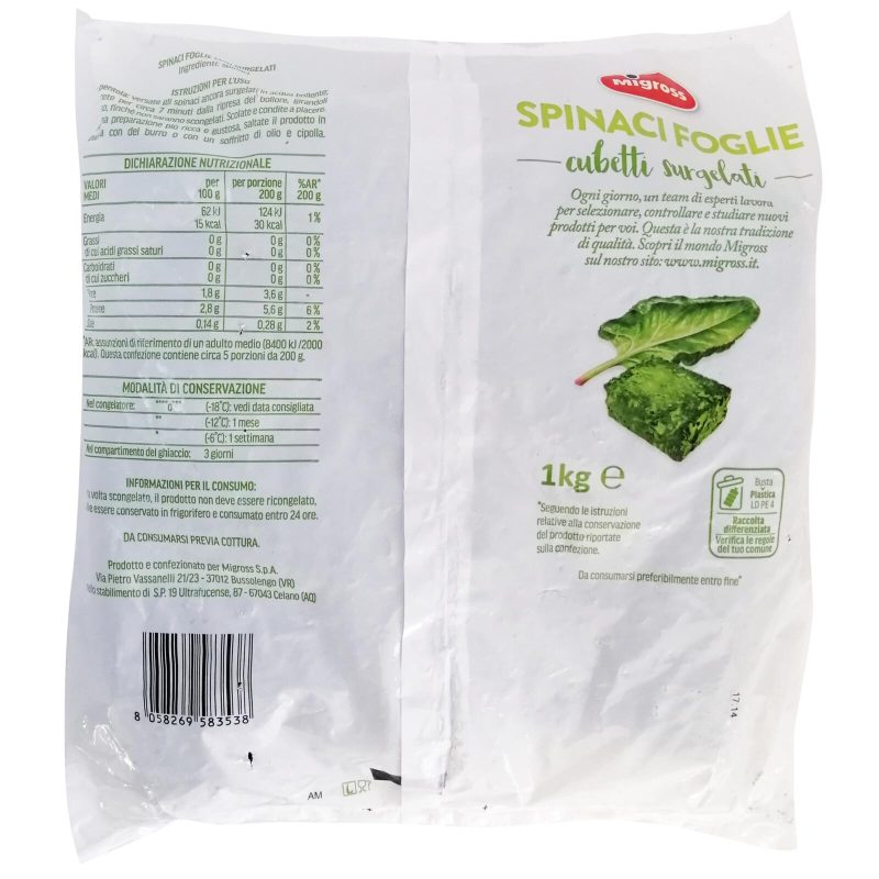 Migross Spinaci foglie cubetti 1 kg