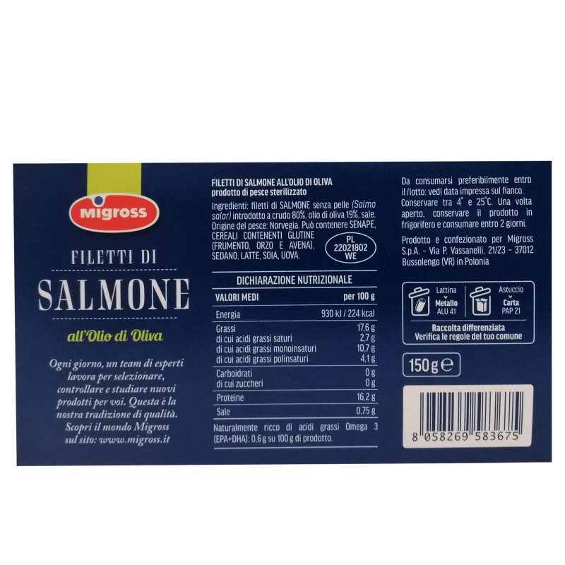 Migross Filetti di Salmone all'Olio di Oliva 150 g