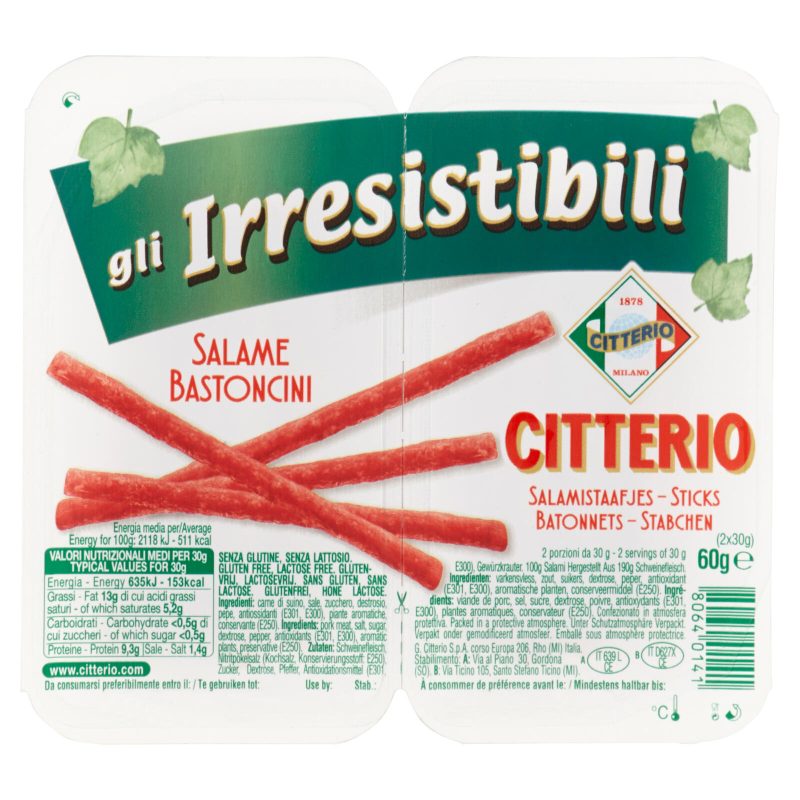 Citterio gli Irresistibili Salame Bastoncini 2 x 30 g