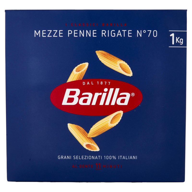 Barilla Pasta Mezze Penne Rigate n.70 100% Grano Italiano 1Kg