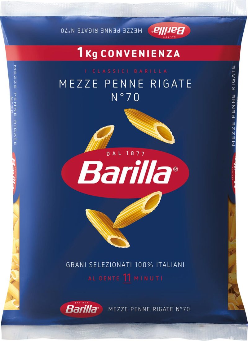 Barilla Pasta Mezze Penne Rigate n.70 100% Grano Italiano 1Kg