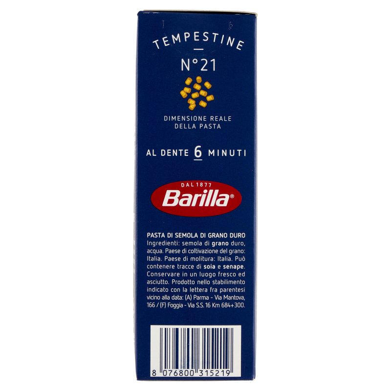 Barilla Pasta Tempestine n.21 100% Grano Italiano 500g