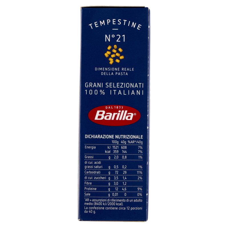 Barilla Pasta Tempestine n.21 100% Grano Italiano 500g