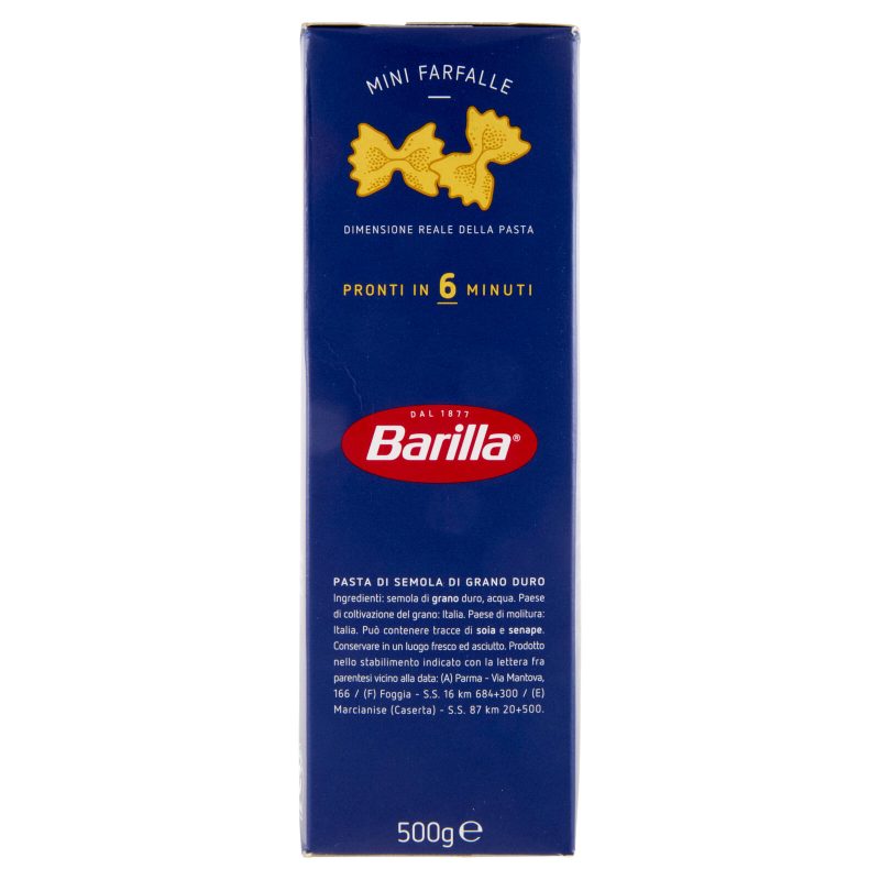 Barilla Pasta Piccolini Mini Farfalle 100% Grano Italiano 500 g