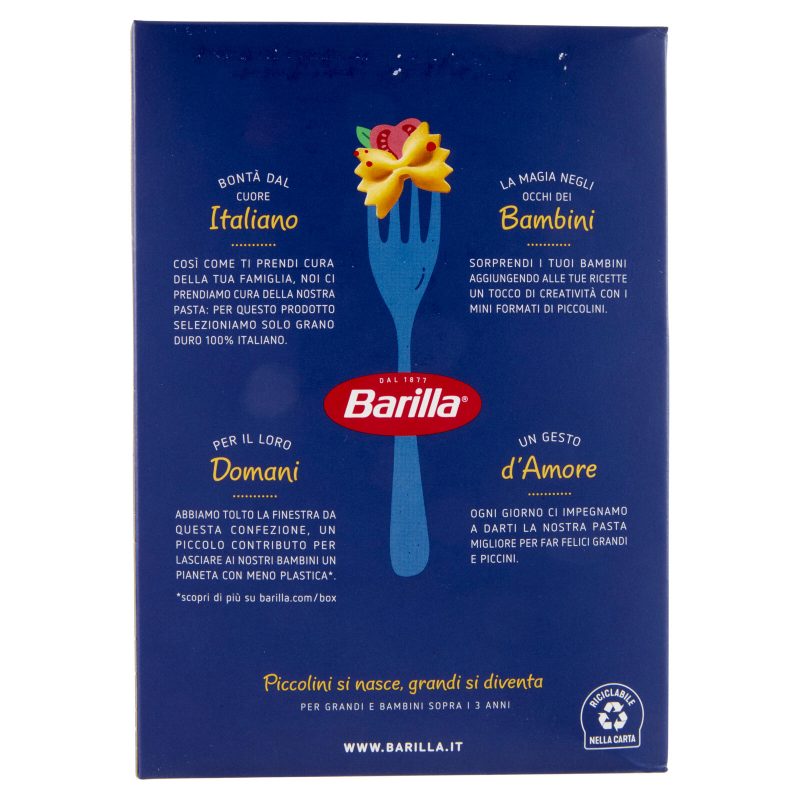 Barilla Pasta Piccolini Mini Farfalle 100% Grano Italiano 500 g