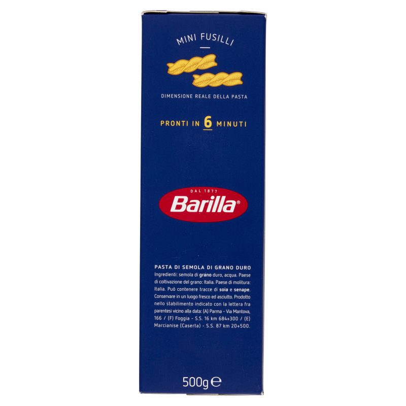 Barilla Pasta Piccolini Mini Fusilli 100% Grano Italiano 500 g