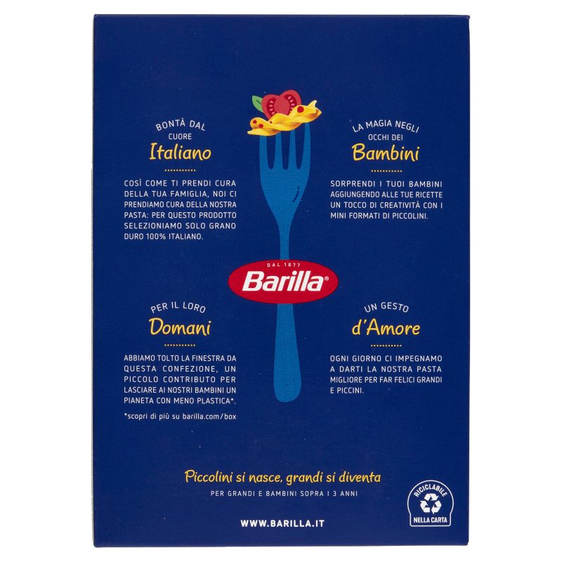 Barilla Pasta Piccolini Mini Fusilli 100% Grano Italiano 500 g