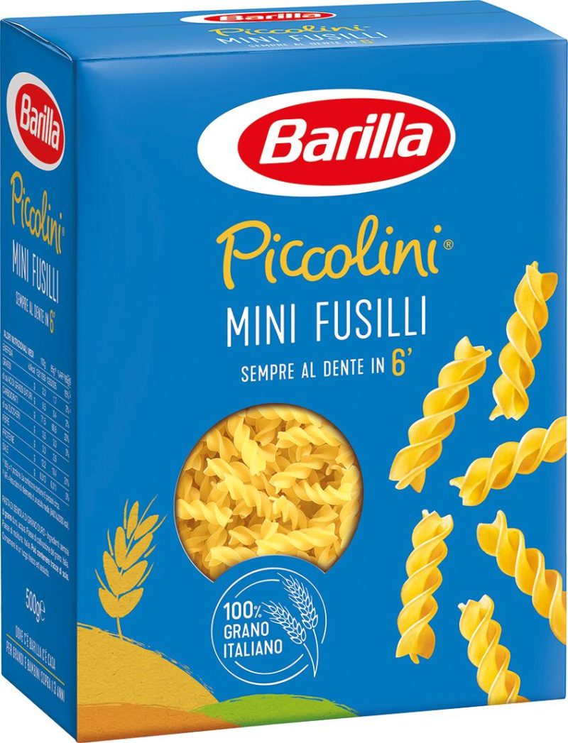 Barilla Pasta Piccolini Mini Fusilli 100% Grano Italiano 500 g